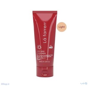کرم ضد آفتاب و ضد لک رنگی چرب و مستعد آکنه SPF40 بژ تیره لافارر